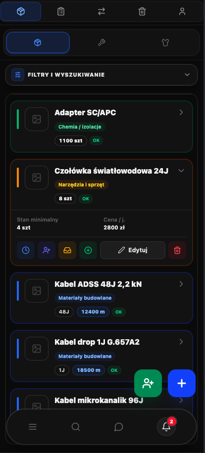 Aplikacja mobilna — magazyn ze skanowaniem QR